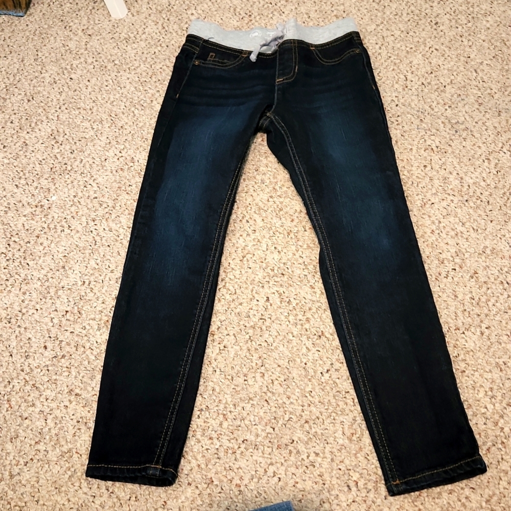Wonder Nation denim Jennings with knit elastic waistband-size M(7-8)
